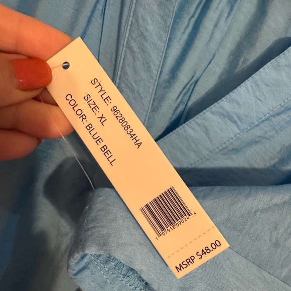 NWT Blue Dolman Sleeve Blouse with Mandarin Collar XLARG #W - Picture 10 of 10